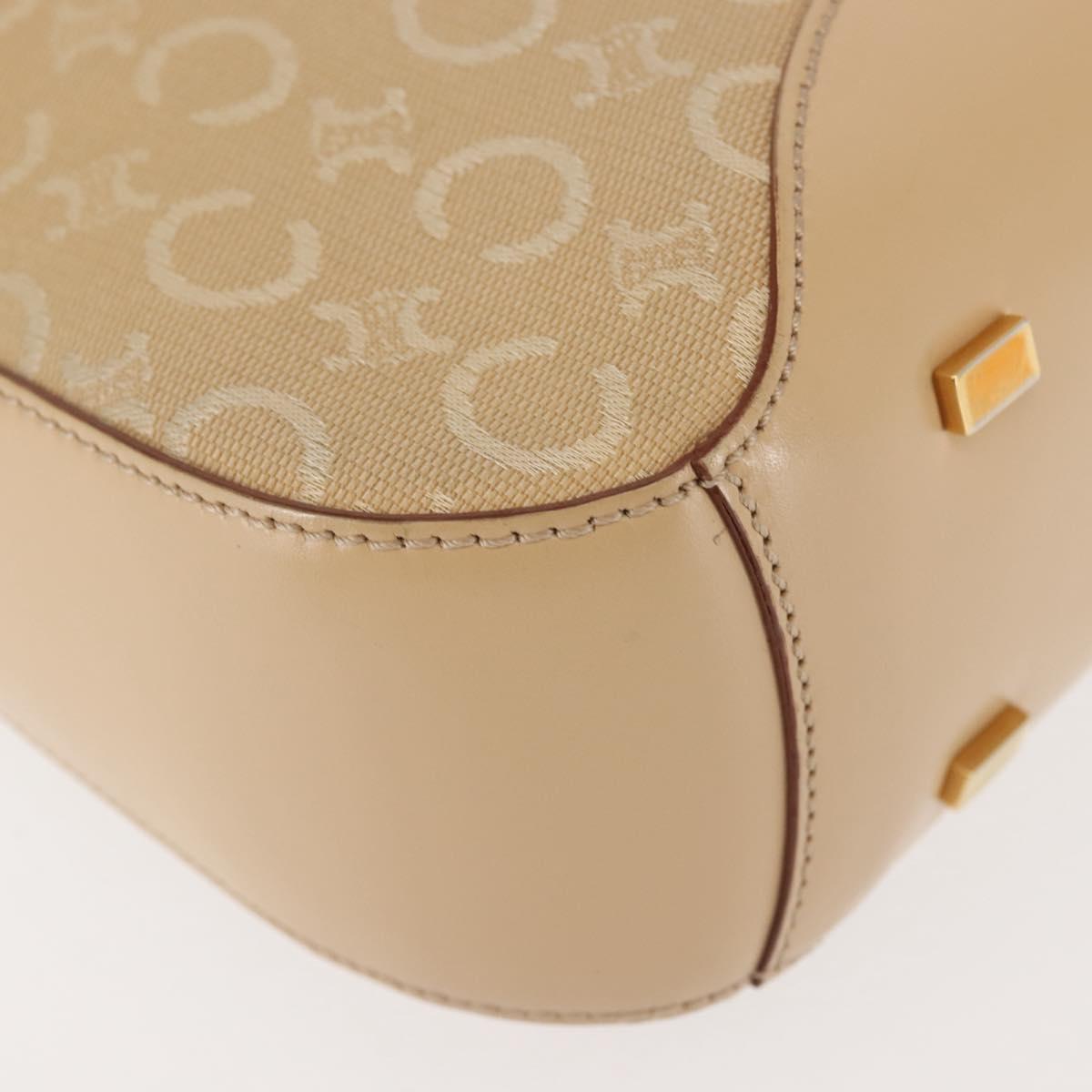 CELINE C Macadam Canvas Shoulder Bag Beige Gold Auth BA6239