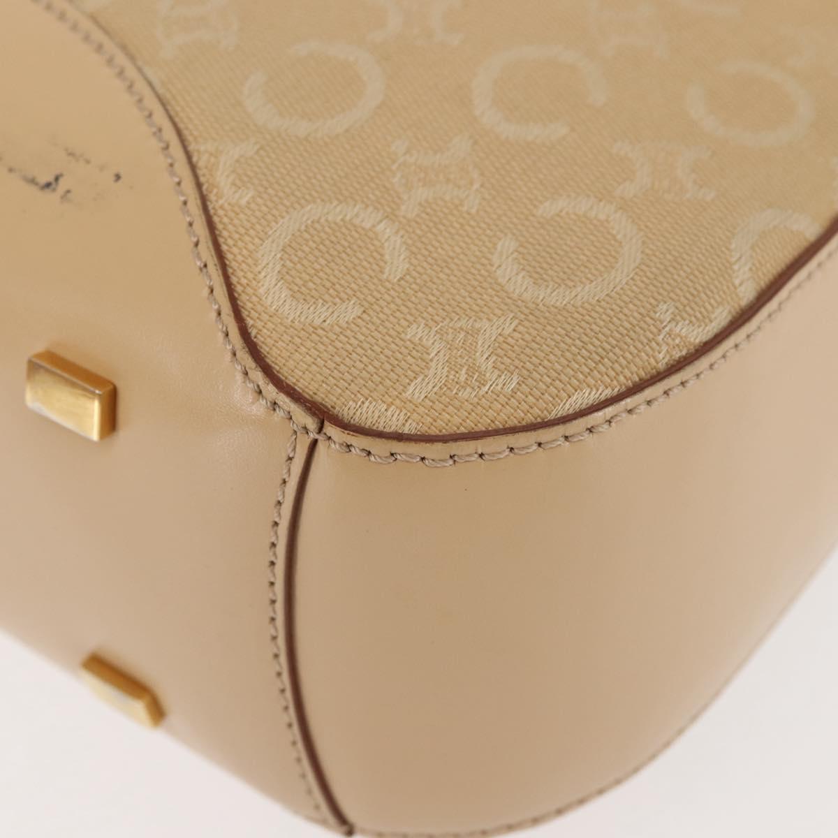 CELINE C Macadam Canvas Shoulder Bag Beige Gold Auth BA6239