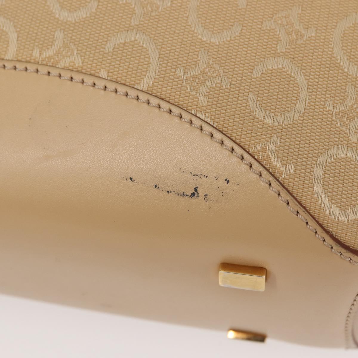CELINE C Macadam Canvas Shoulder Bag Beige Gold Auth BA6239