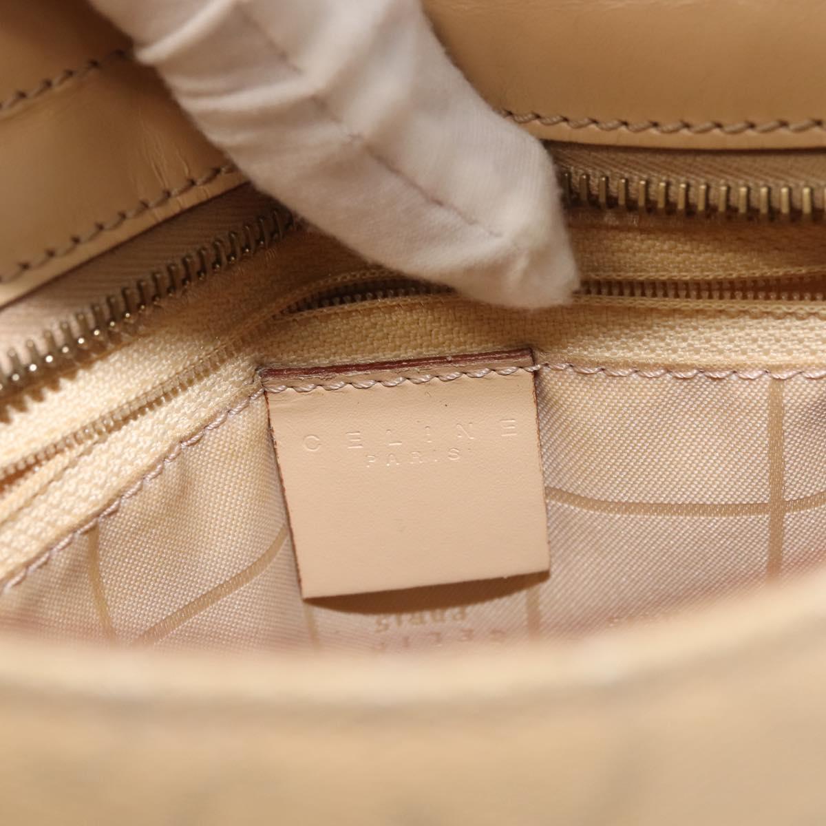 CELINE C Macadam Canvas Shoulder Bag Beige Gold Auth BA6239
