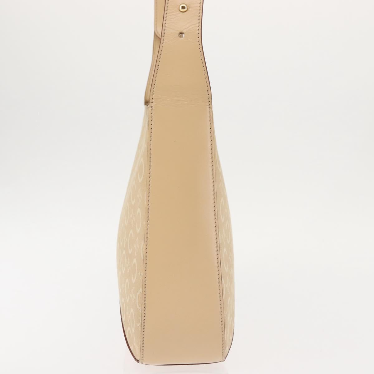 CELINE C Macadam Canvas Shoulder Bag Beige Gold Auth BA6239