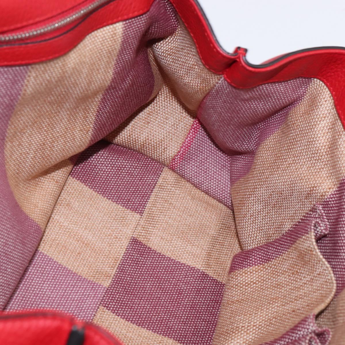 GUCCI Bamboo Daily Hand Bag Leather 2way Red Silver 392013 Auth BA6241