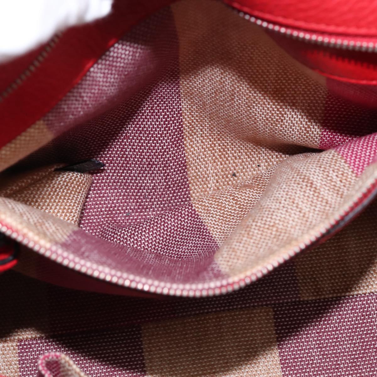 GUCCI Bamboo Daily Hand Bag Leather 2way Red Silver 392013 Auth BA6241