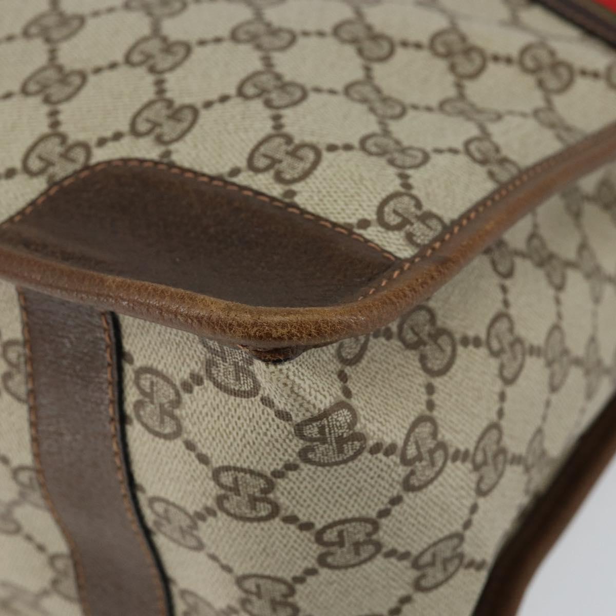 GUCCI GG Supreme Web Sherry Line Hand Bag PVC Beige Gold Red Auth BA6243