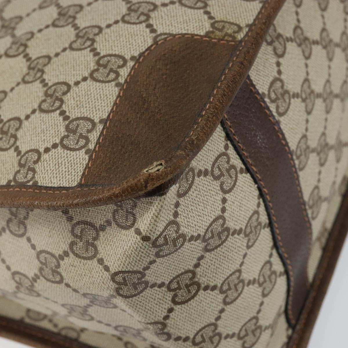 GUCCI GG Supreme Web Sherry Line Hand Bag PVC Beige Gold Red Auth BA6243