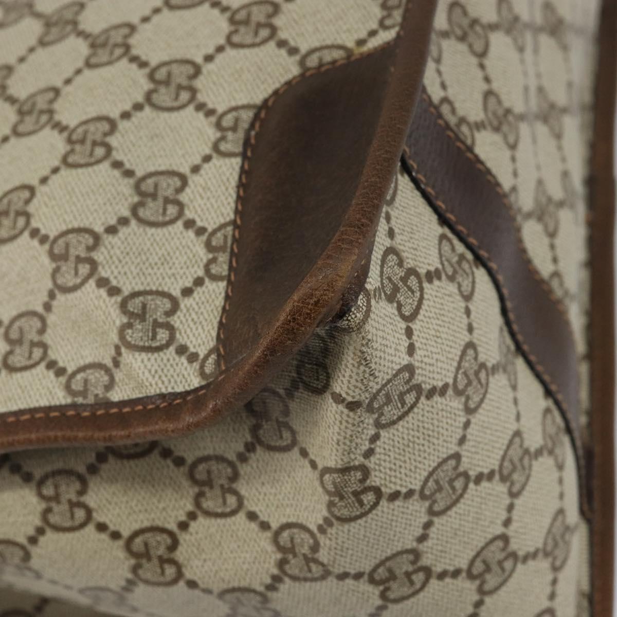 GUCCI GG Supreme Web Sherry Line Hand Bag PVC Beige Gold Red Auth BA6243