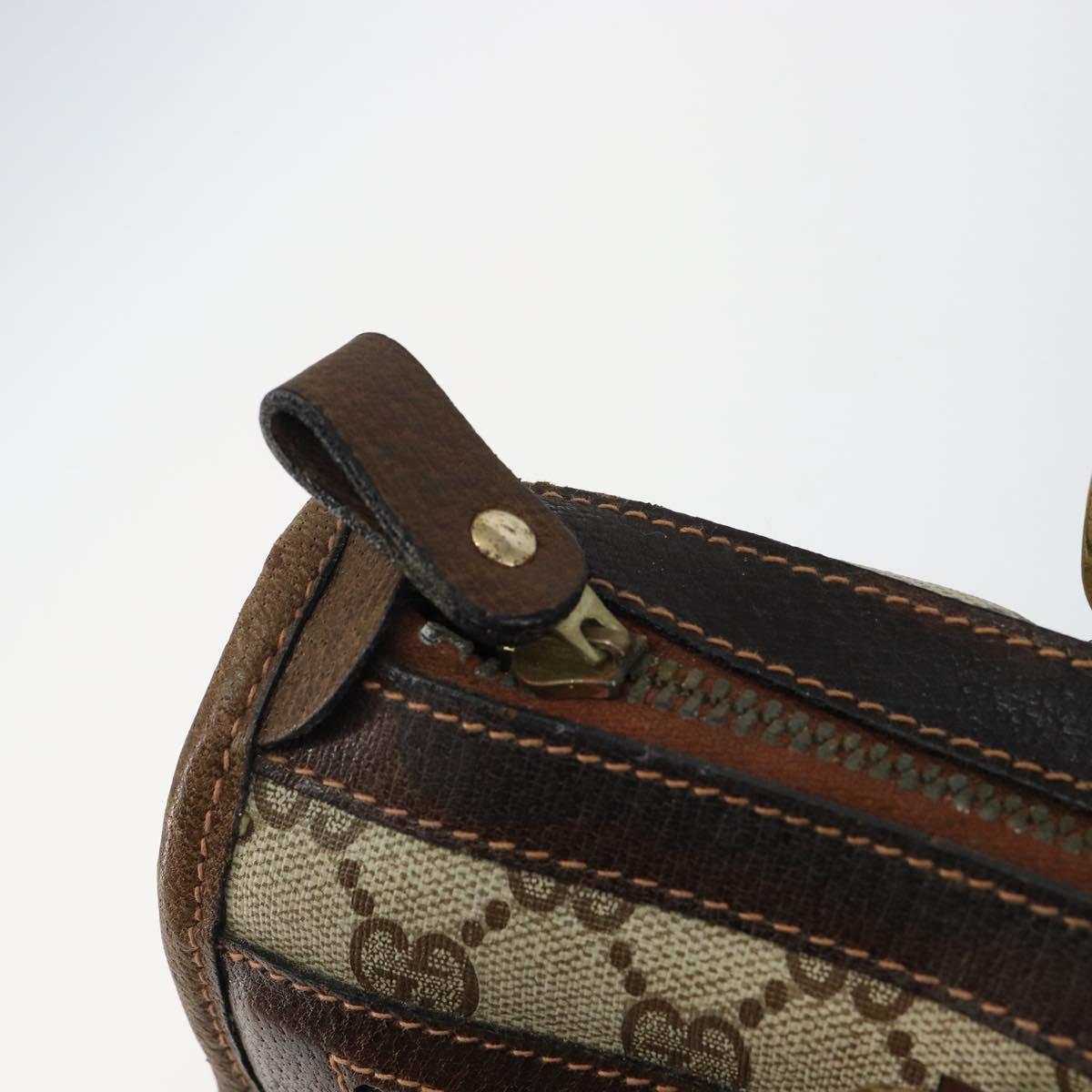 GUCCI GG Supreme Web Sherry Line Hand Bag PVC Beige Gold Red Auth BA6243