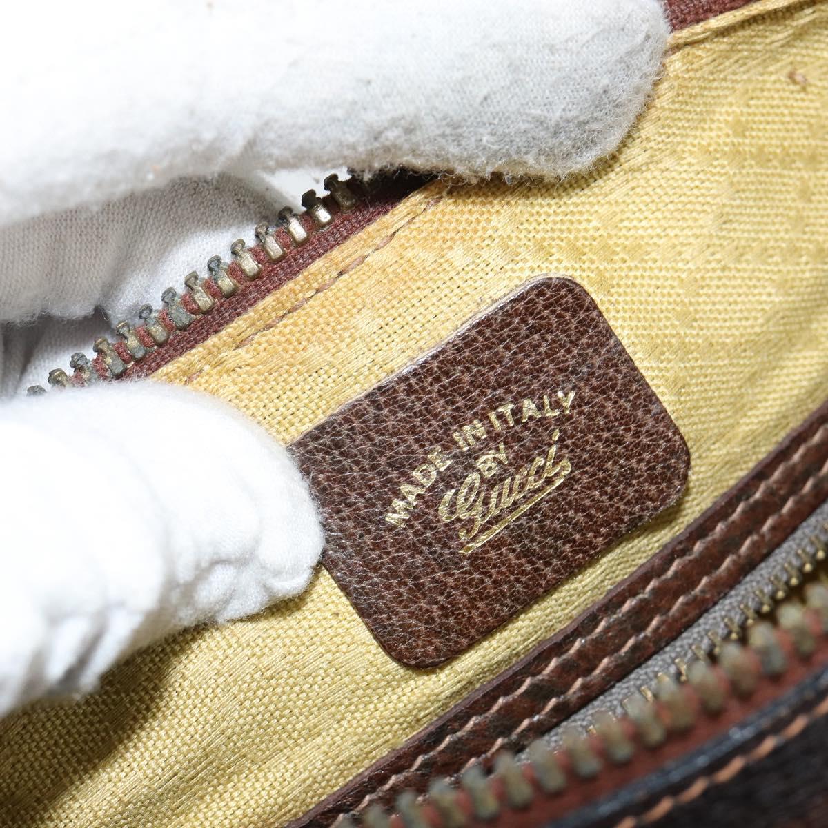 GUCCI GG Supreme Web Sherry Line Hand Bag PVC Beige Gold Red Auth BA6243