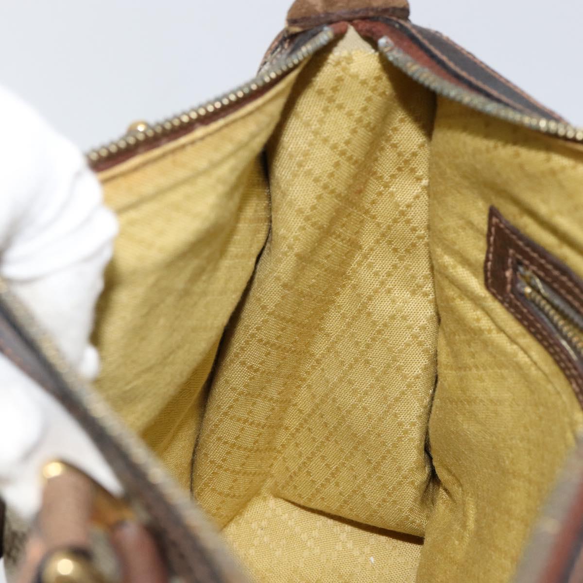 GUCCI GG Supreme Web Sherry Line Hand Bag PVC Beige Gold Red Auth BA6243