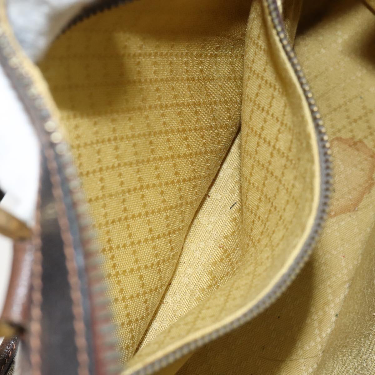 GUCCI GG Supreme Web Sherry Line Hand Bag PVC Beige Gold Red Auth BA6243