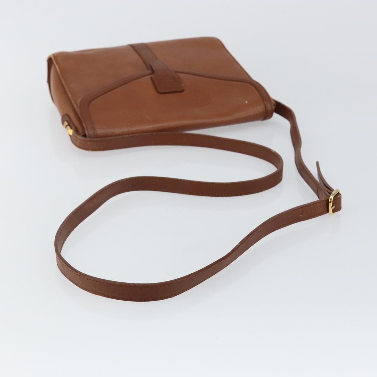 Burberrys Shoulder Bag Leather Brown Gold Auth BA6247