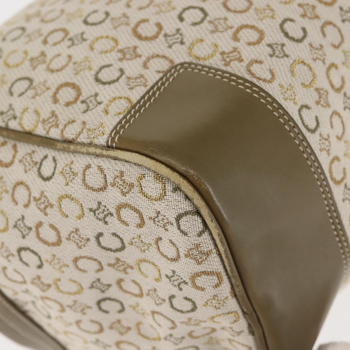 CELINE C Macadam Canvas Hand Bag Beige Silver Auth BA6265