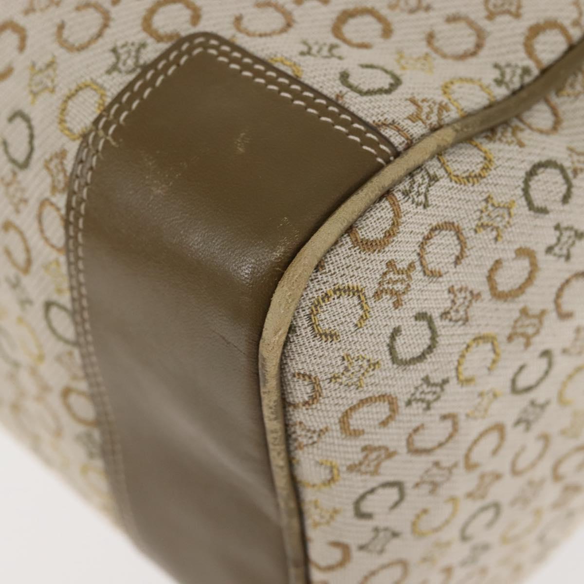 CELINE C Macadam Canvas Hand Bag Beige Silver Auth BA6265