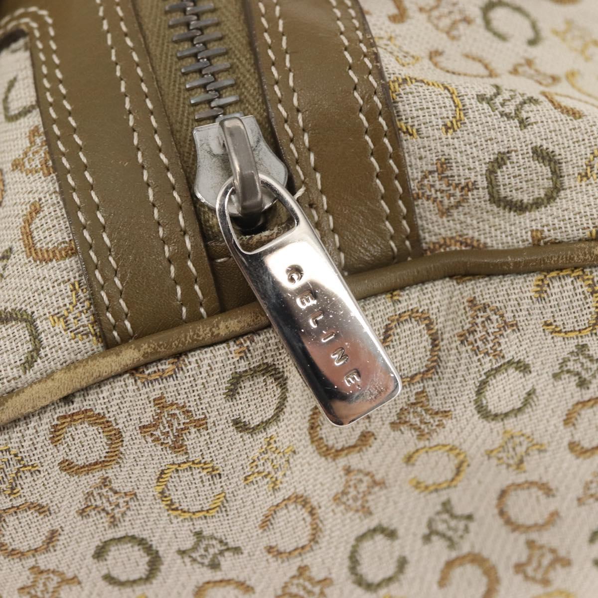 CELINE C Macadam Canvas Hand Bag Beige Silver Auth BA6265