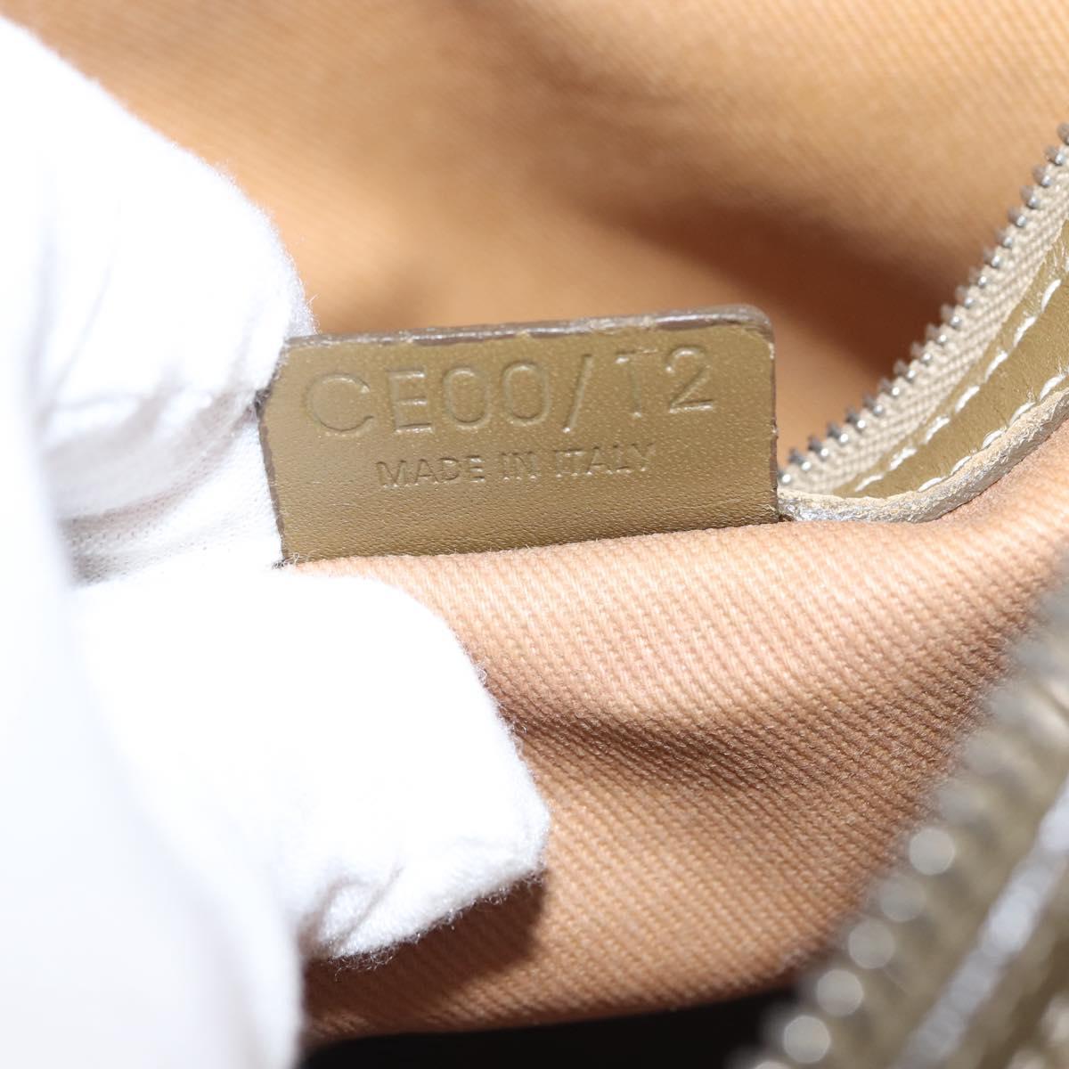 CELINE C Macadam Canvas Hand Bag Beige Silver Auth BA6265