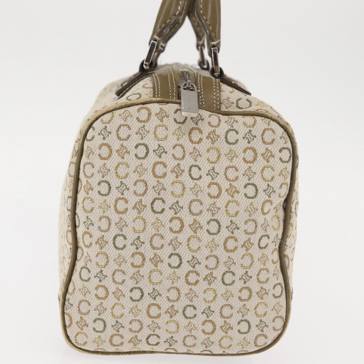 CELINE C Macadam Canvas Hand Bag Beige Silver Auth BA6265