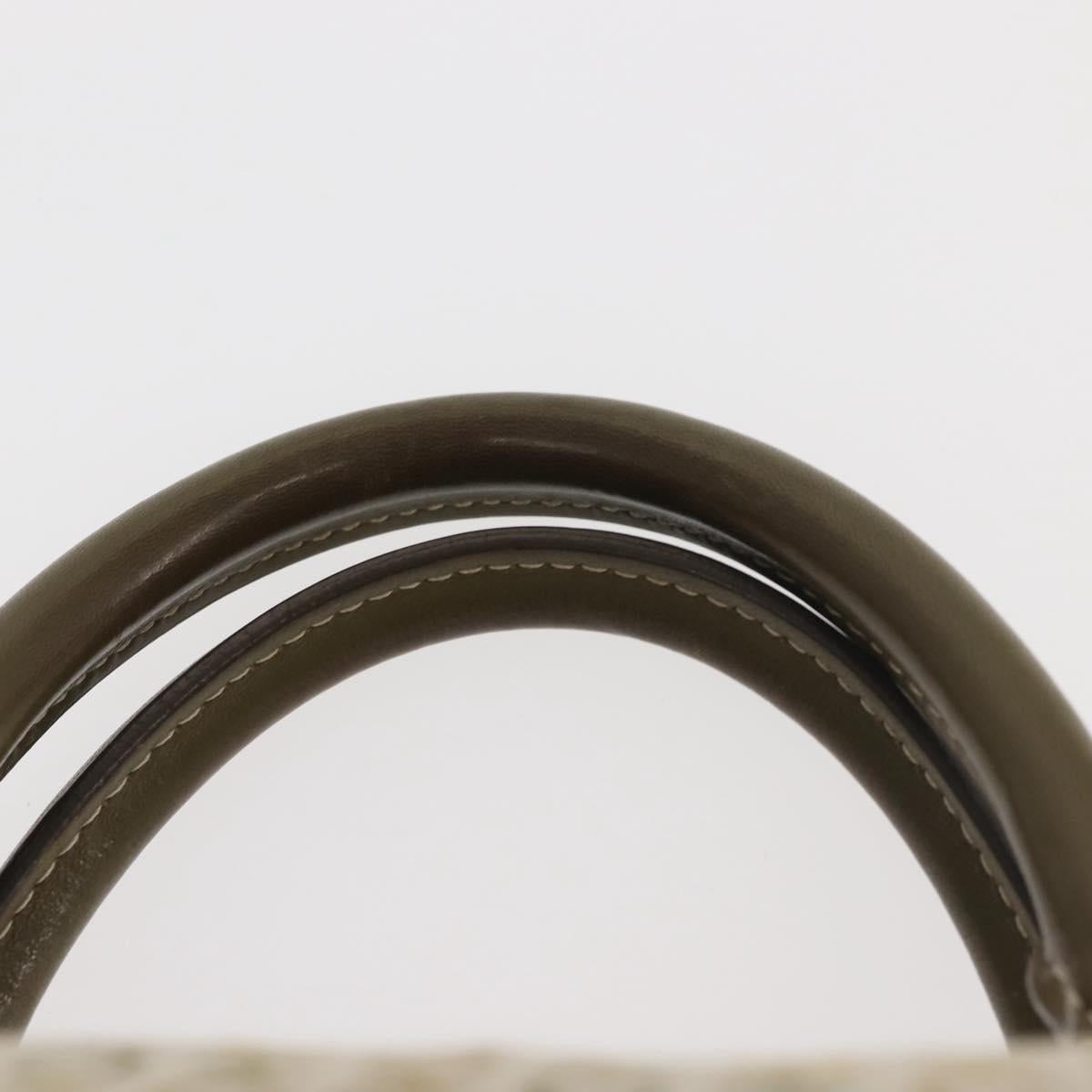 CELINE C Macadam Canvas Hand Bag Beige Silver Auth BA6265