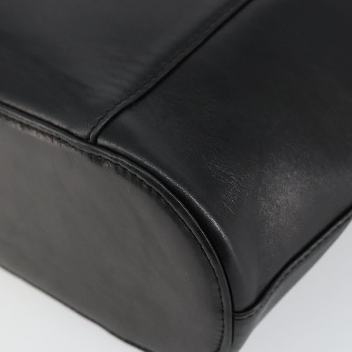 Gianni Versace Hand Bag Leather Black Gold Auth BA6268