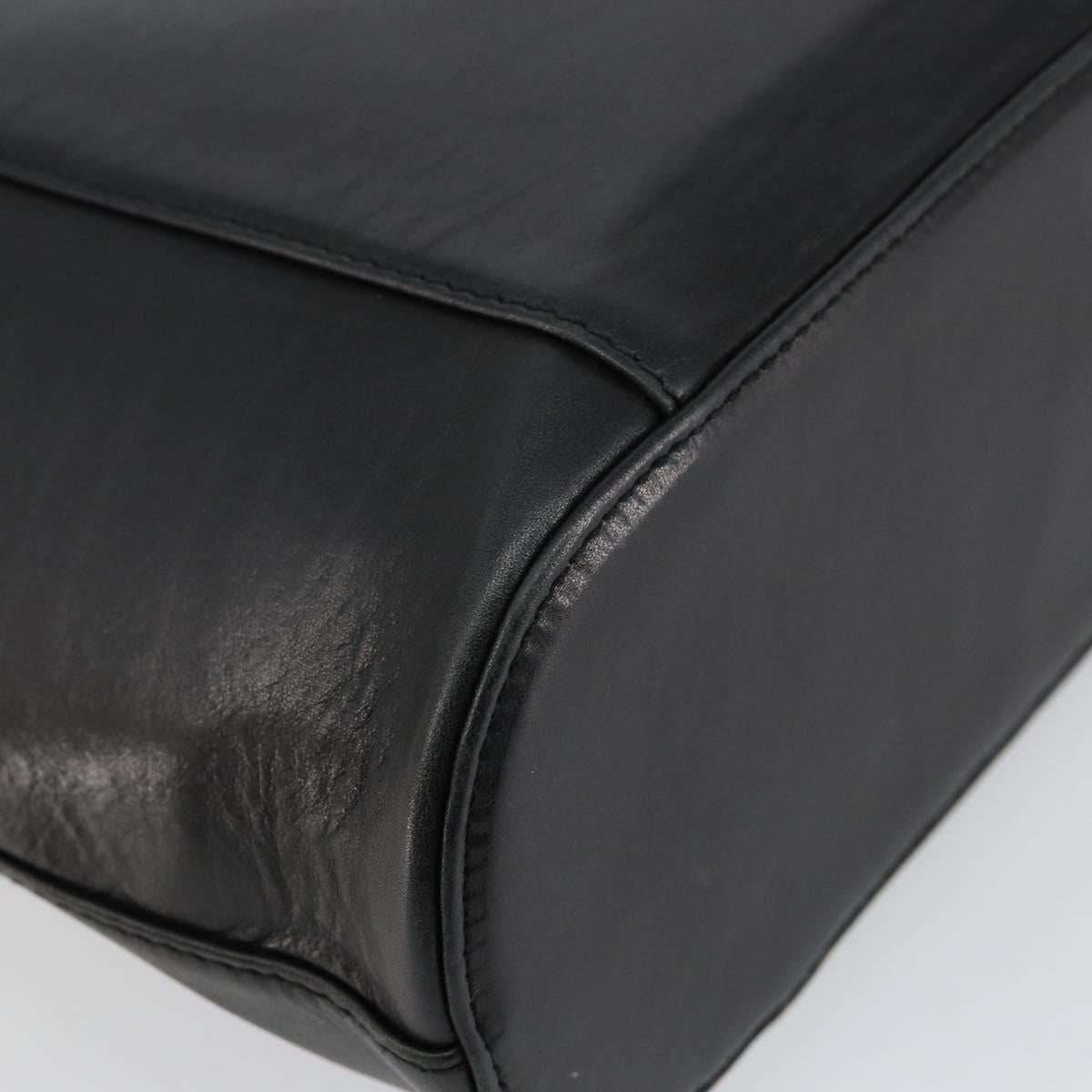 Gianni Versace Hand Bag Leather Black Gold Auth BA6268