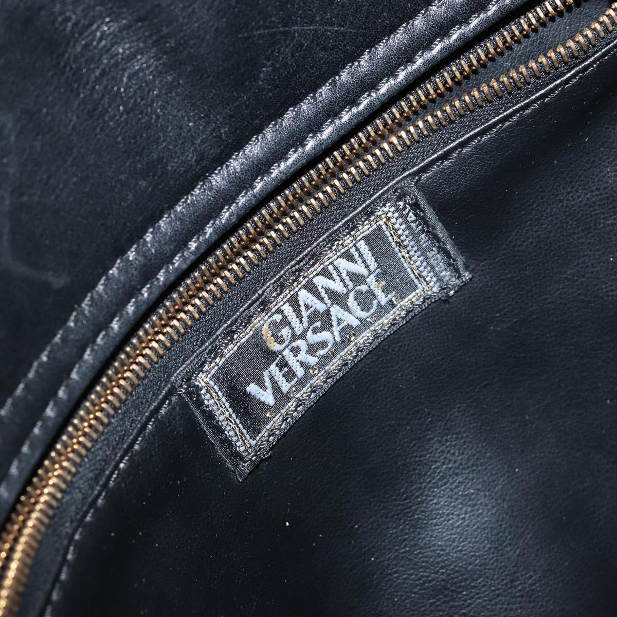 Gianni Versace Hand Bag Leather Black Gold Auth BA6268