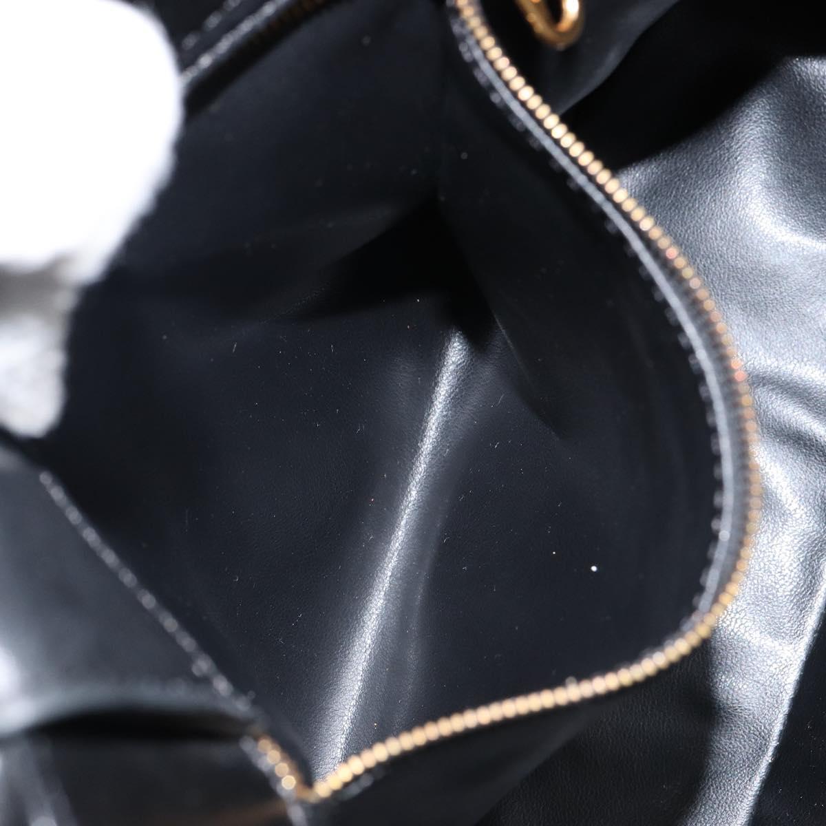 Gianni Versace Hand Bag Leather Black Gold Auth BA6268