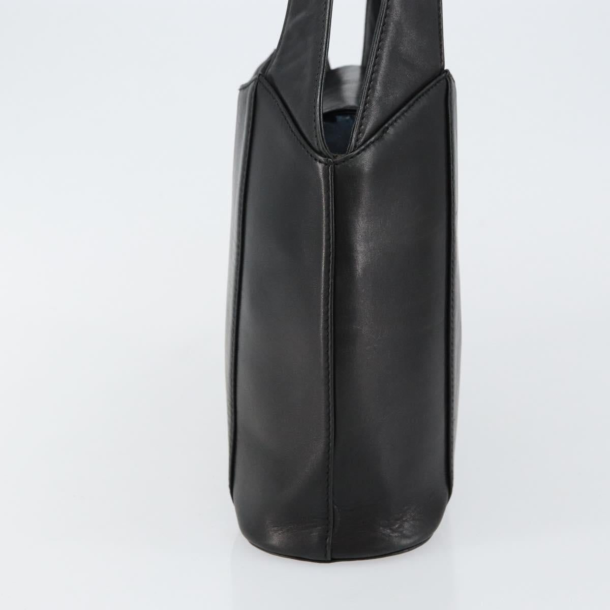 Gianni Versace Hand Bag Leather Black Gold Auth BA6268