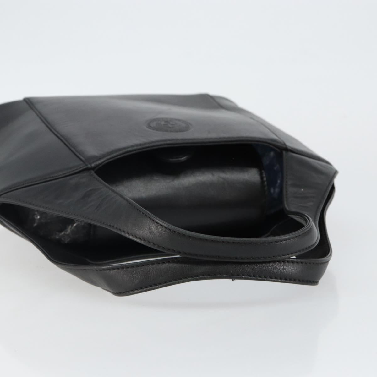 Gianni Versace Hand Bag Leather Black Gold Auth BA6268