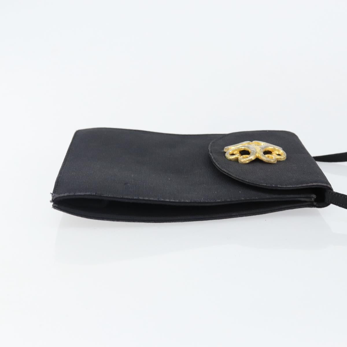SAINT LAURENT Shoulder Bag Canvas Black Gold Auth BA6269