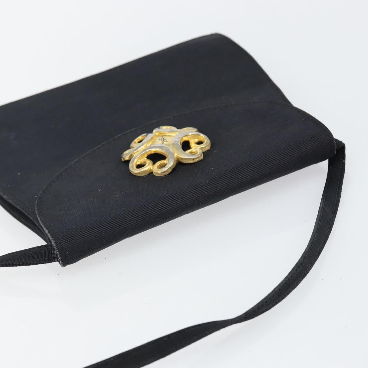 SAINT LAURENT Shoulder Bag Canvas Black Gold Auth BA6269