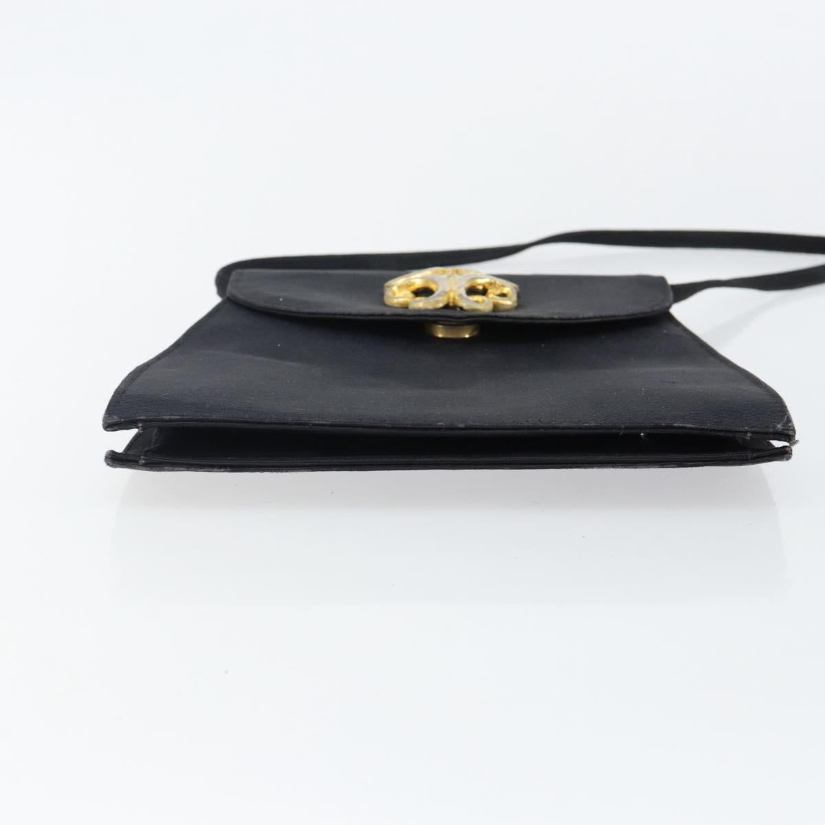 SAINT LAURENT Shoulder Bag Canvas Black Gold Auth BA6269