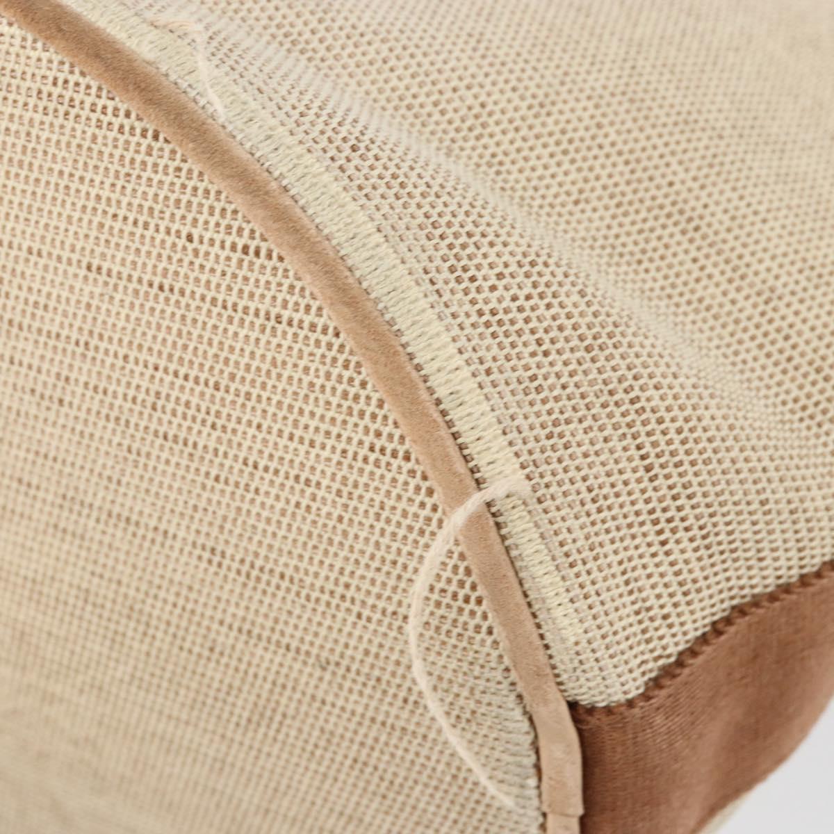 HERMES Sakso MM Hand Bag Canvas Beige Auth BA6270