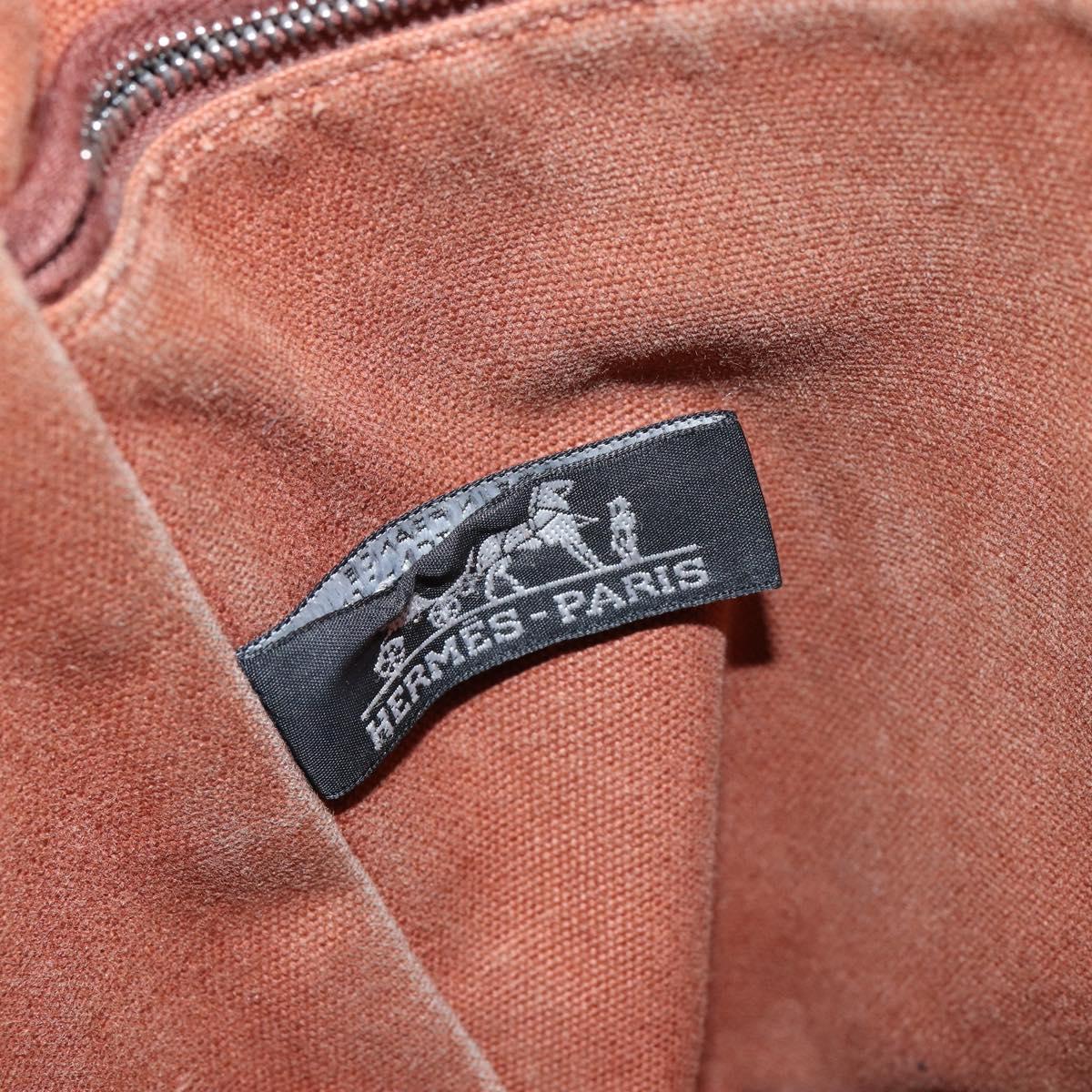 HERMES Sakso MM Hand Bag Canvas Beige Auth BA6270