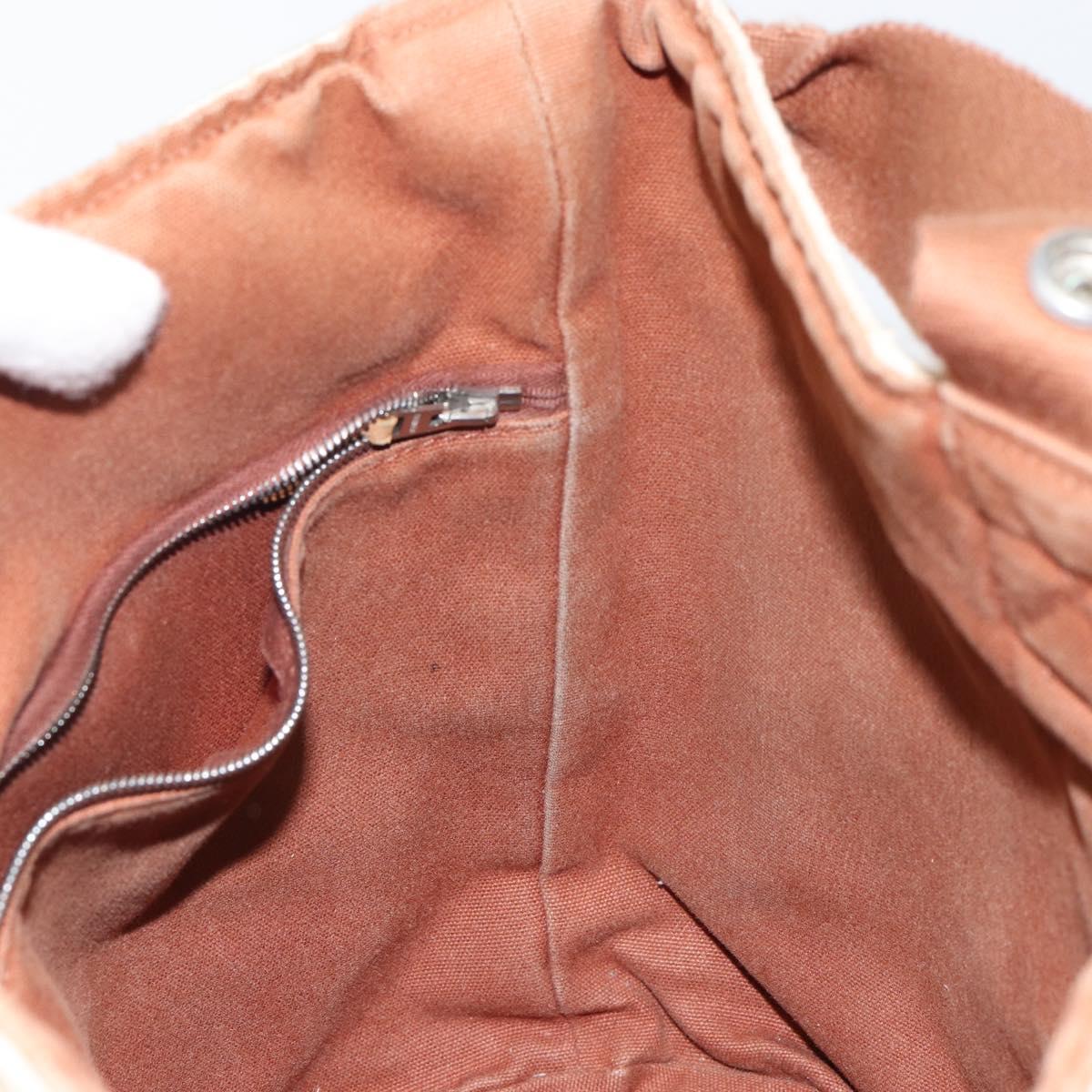 HERMES Sakso MM Hand Bag Canvas Beige Auth BA6270