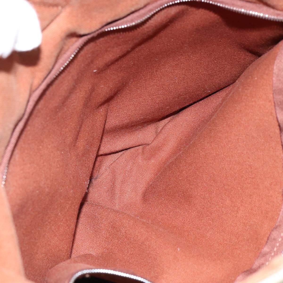 HERMES Sakso MM Hand Bag Canvas Beige Auth BA6270