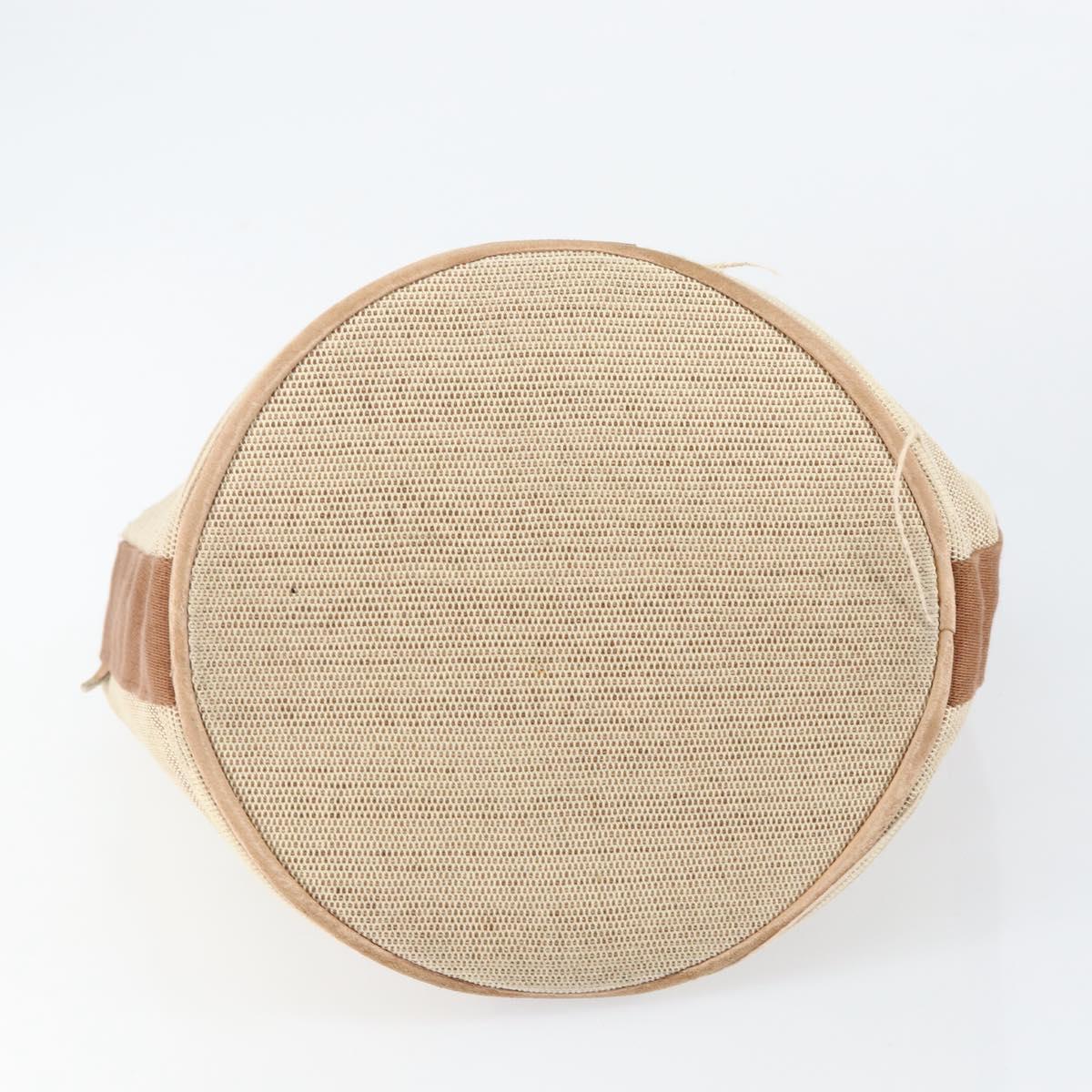 HERMES Sakso MM Hand Bag Canvas Beige Auth BA6270