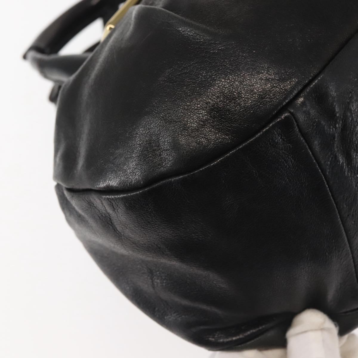 Chloe Etel Hand Bag Leather 2way Black Gold Auth BA6272