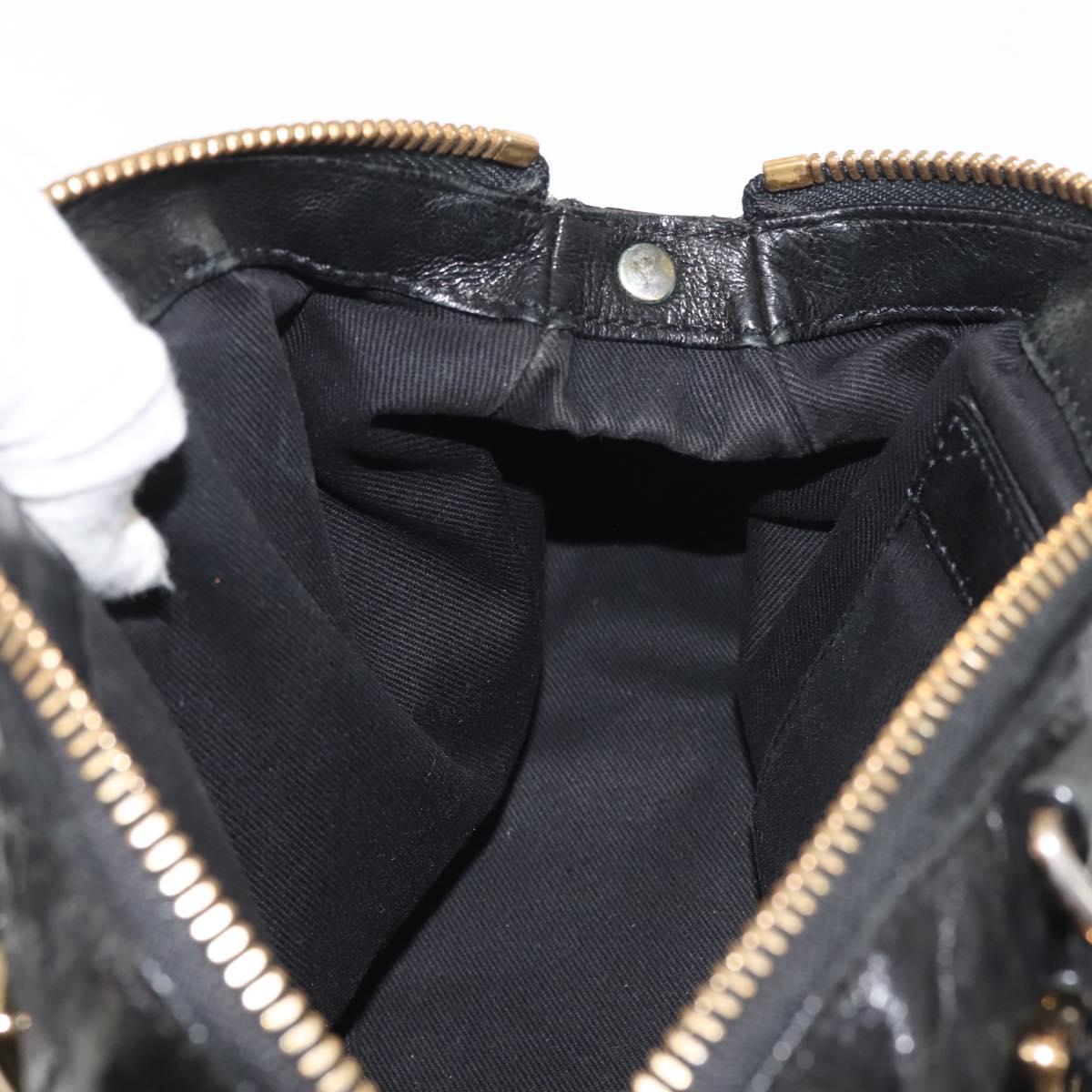 Chloe Etel Hand Bag Leather 2way Black Gold Auth BA6272