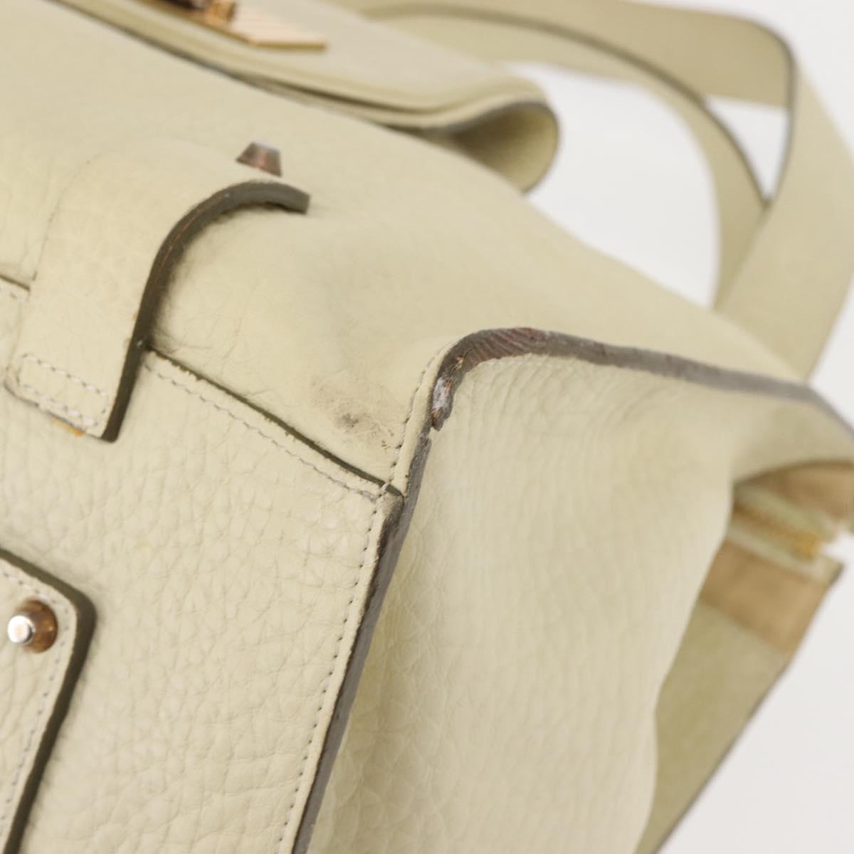 Chloe Tote Bag Leather Beige Gold Auth BA6273