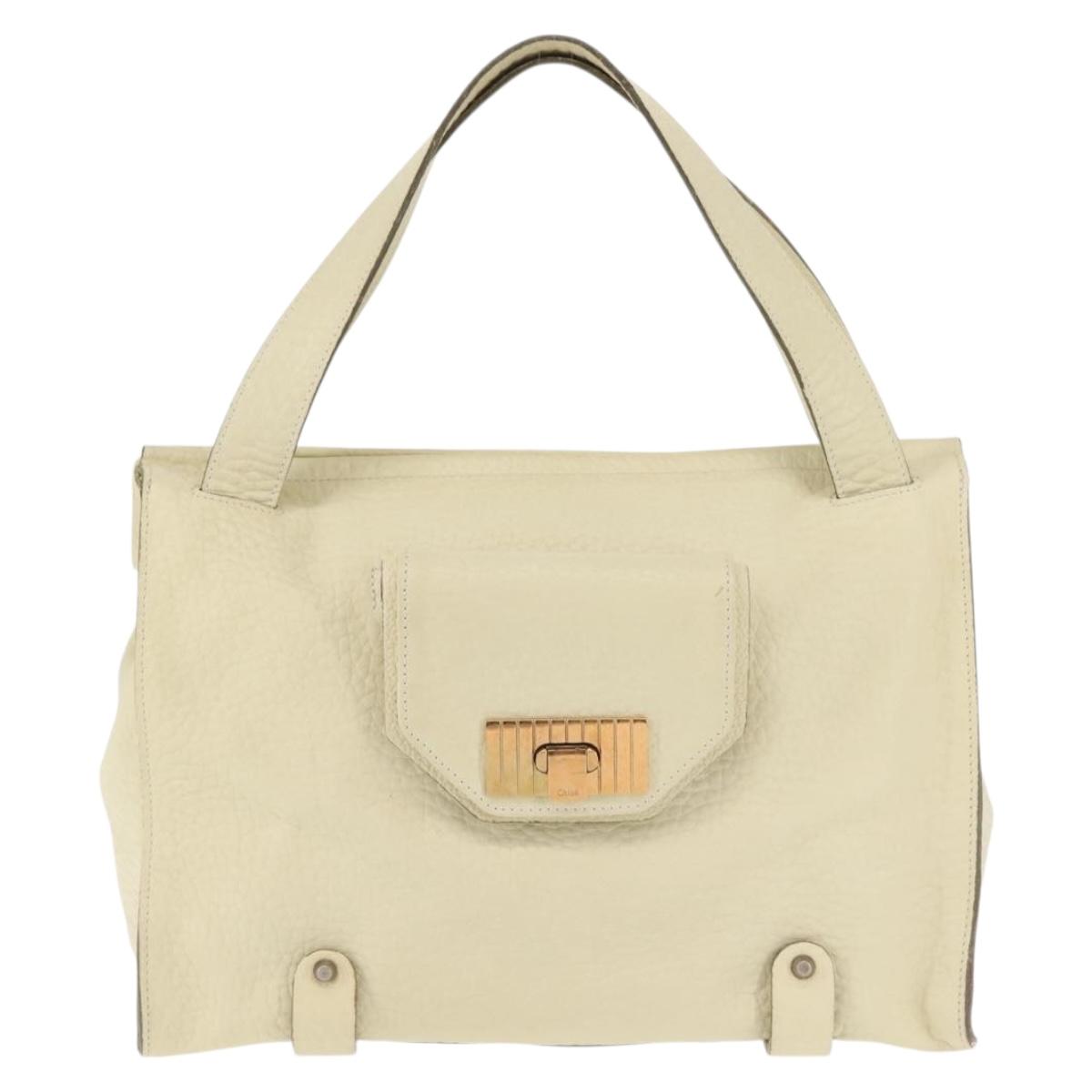 Chloe Tote Bag Leather Beige Gold Auth BA6273