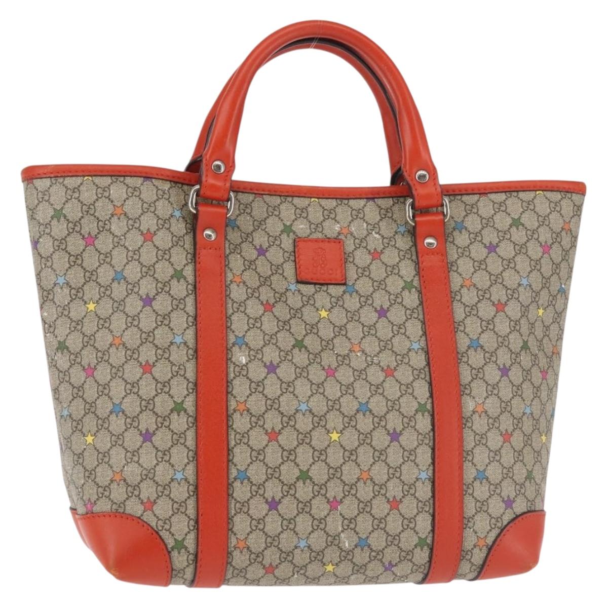 GUCCI Micro GG Supreme Hand Bag PVC Beige Silver 297557 Auth BA6282