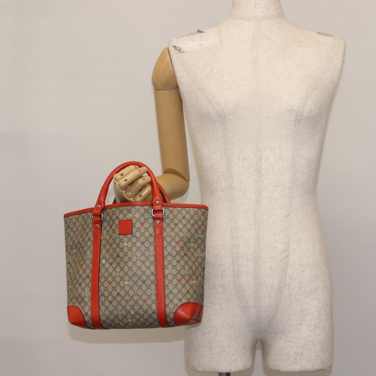 GUCCI Micro GG Supreme Hand Bag PVC Beige Silver 297557 Auth BA6282