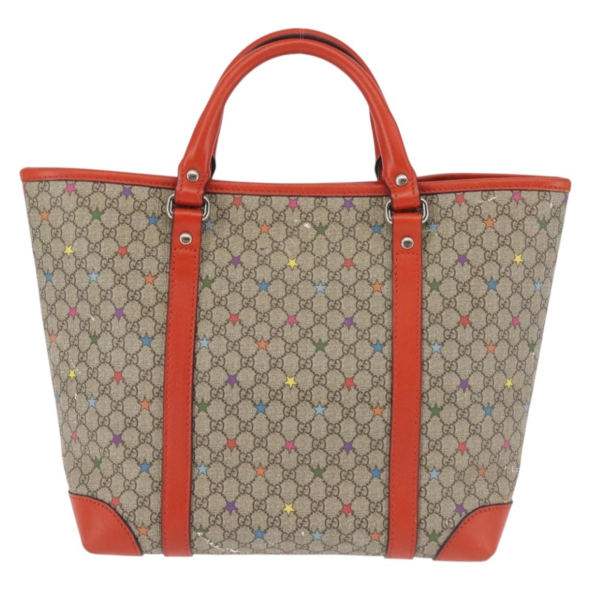 GUCCI Micro GG Supreme Hand Bag PVC Beige Silver 297557 Auth BA6282