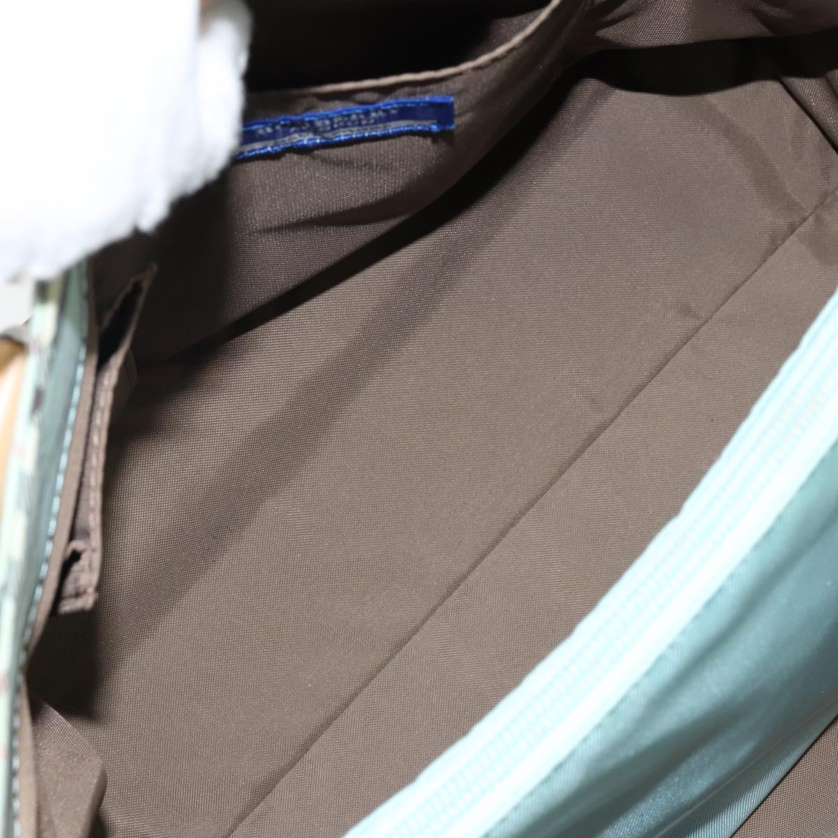 BURBERRY Nova Check Blue Label Hand Bag Nylon Light Blue Silver Auth BA6284