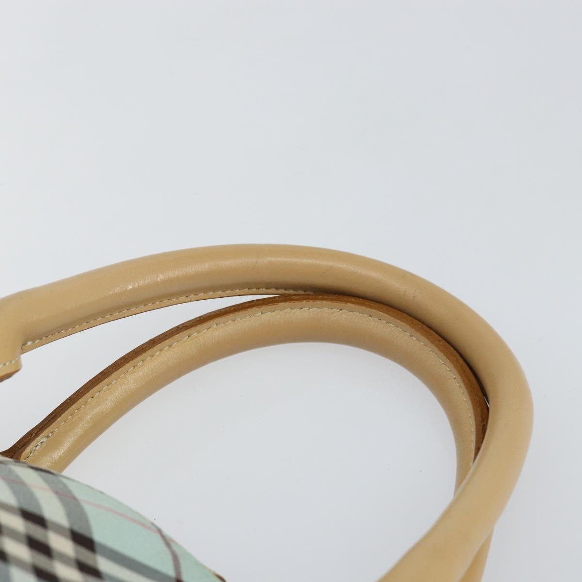 BURBERRY Nova Check Blue Label Hand Bag Nylon Light Blue Silver Auth BA6284