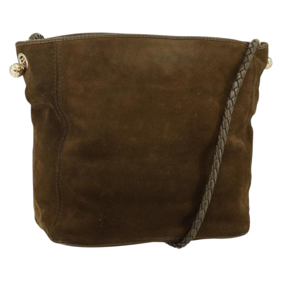 BOTTEGA VENETA Shoulder Bag Suede Brown Gold Auth BA6287