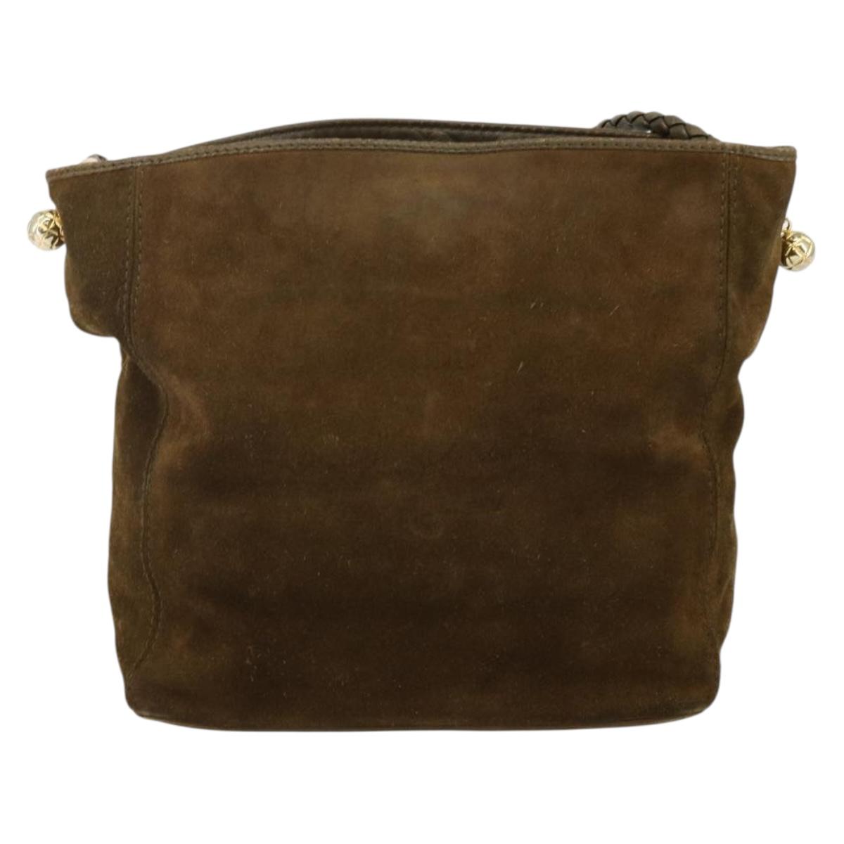 BOTTEGA VENETA Shoulder Bag Suede Brown Gold Auth BA6287