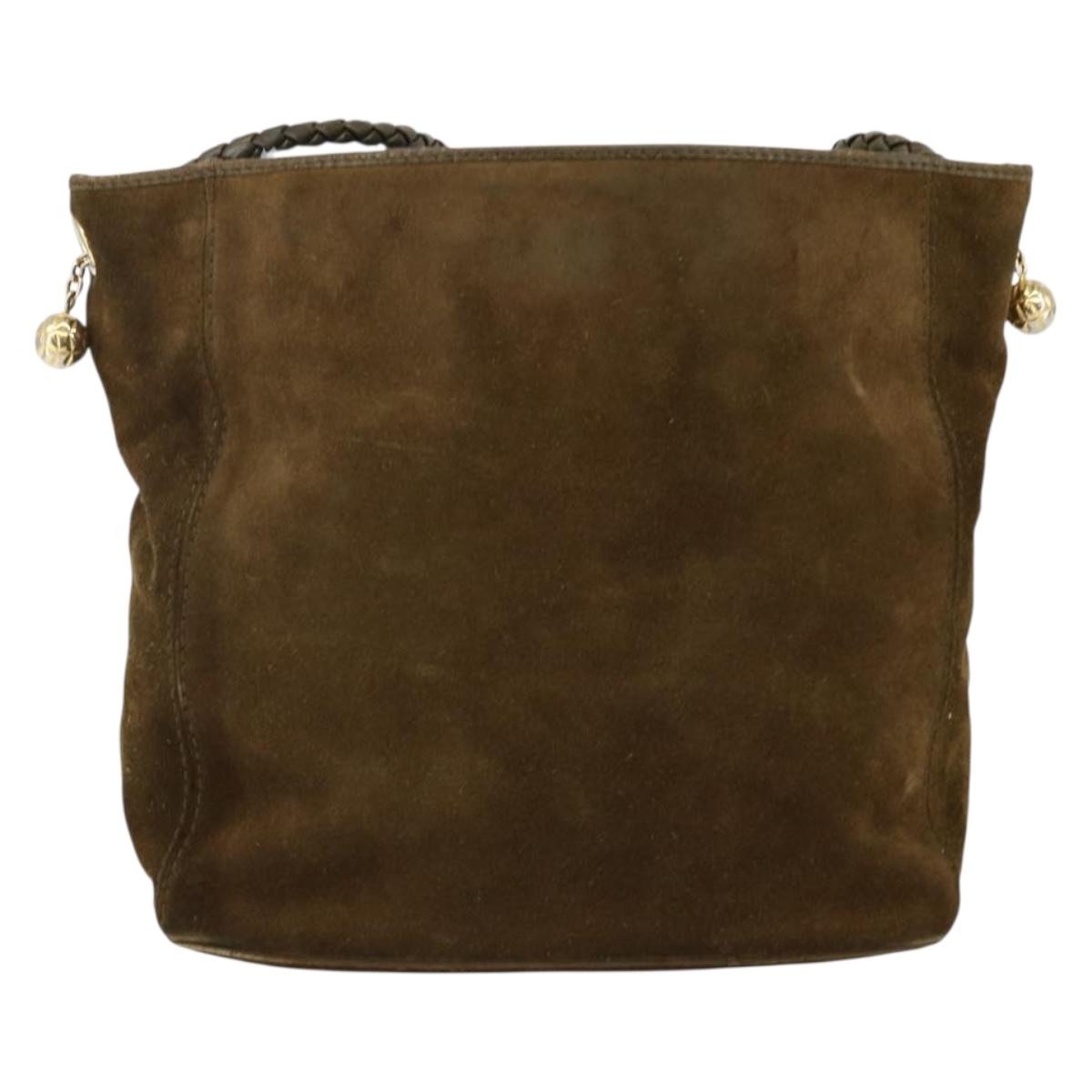 BOTTEGA VENETA Shoulder Bag Suede Brown Gold Auth BA6287