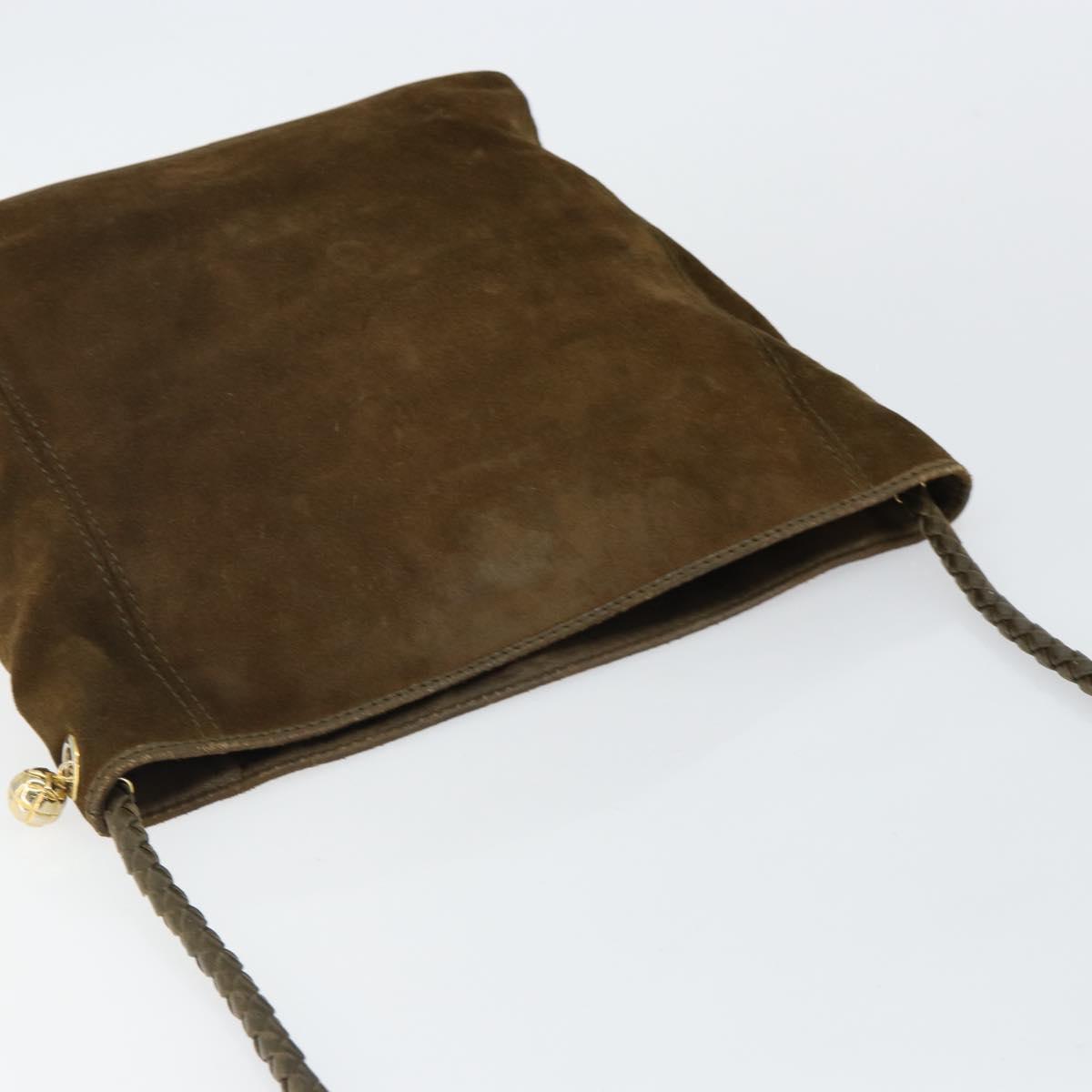 BOTTEGA VENETA Shoulder Bag Suede Brown Gold Auth BA6287