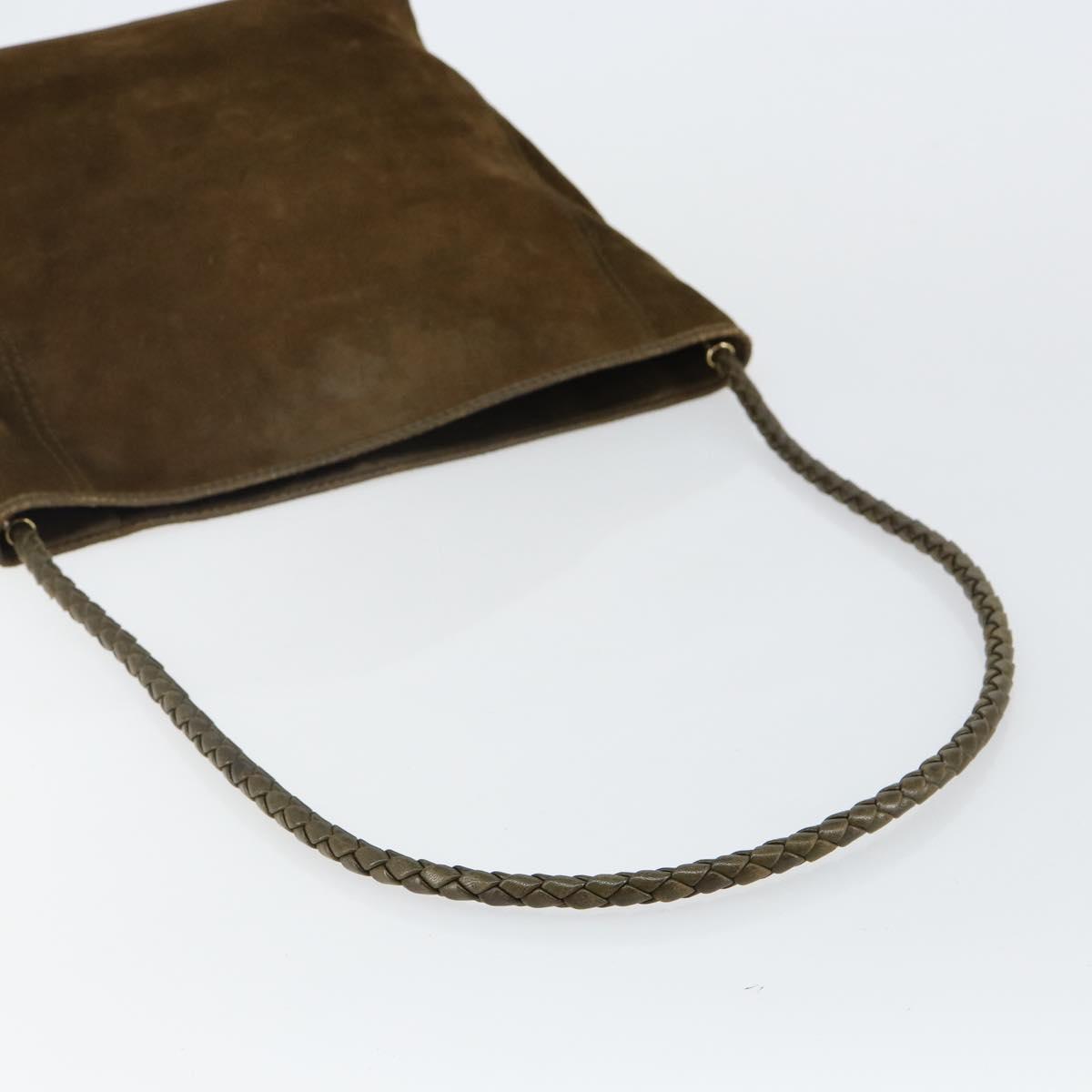 BOTTEGA VENETA Shoulder Bag Suede Brown Gold Auth BA6287