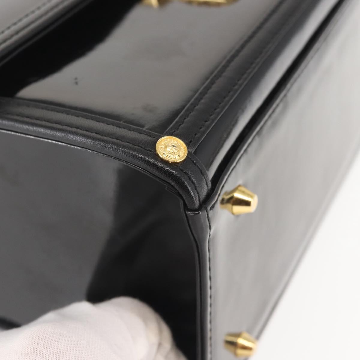 VERSACE Vanity Pouch Enamel Black Gold Auth BA6291